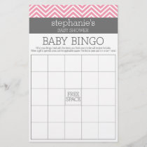 Bingo Pastel Pink Chevrons Baby Shower Game