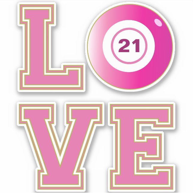 Bingo Player Cute Pink Personalised Sticker (Front)