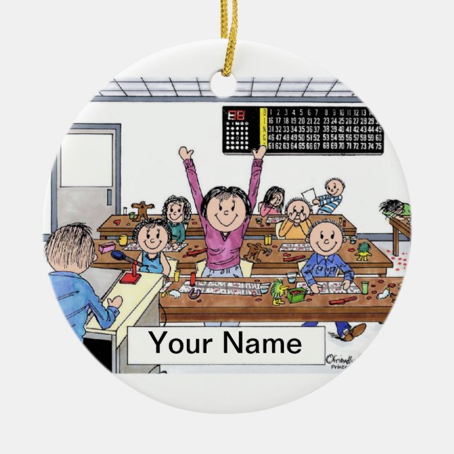 Bingo Player- Female Ceramic Ornament (Front)