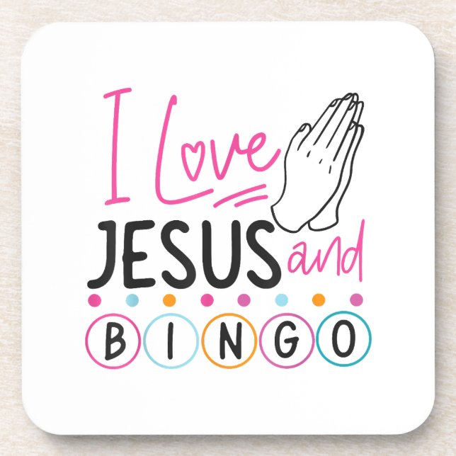 Bingo Player Jesus Faith Christian I Love Jesus An Beverage Coaster (Front)