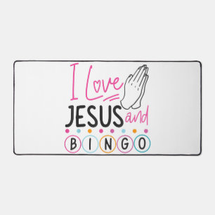 Bingo Player Jesus Faith Christian I Love Jesus An Desk Mat