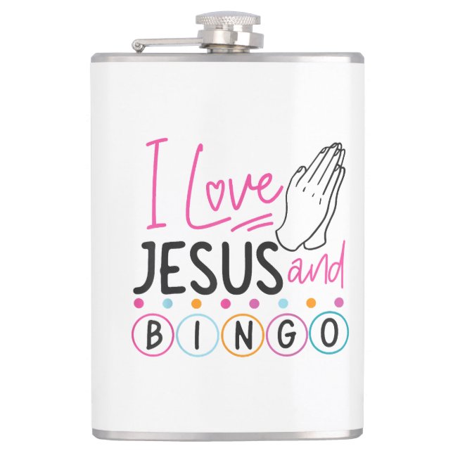 Bingo Player Jesus Faith Christian I Love Jesus An Flask (Front)