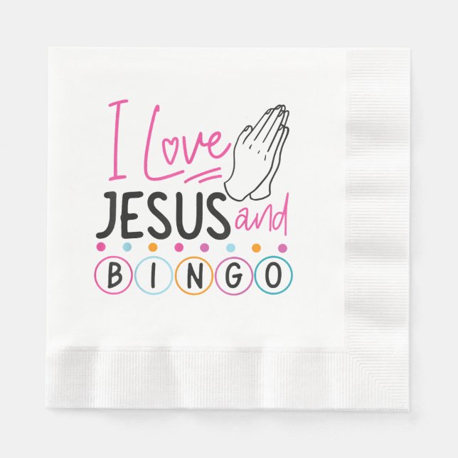 Bingo Player Jesus Faith Christian I Love Jesus An Napkins (Front)