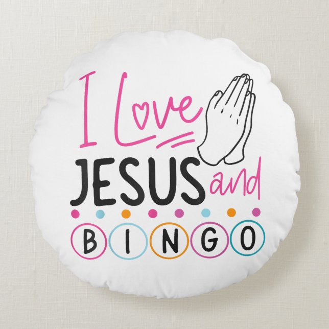 Bingo Player Jesus Faith Christian I Love Jesus An Round Pillow (Front)