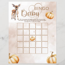 Bingo Pumpkin Woodland Animals Baby Shower Game