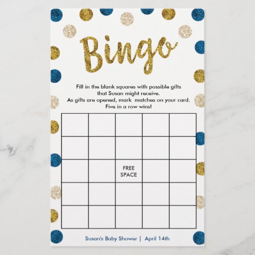 Bingo_Purse Game 2_Sided Gold  Blue Card