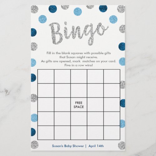 Bingo_Purse Game 2_Sided Silver  Blue Card