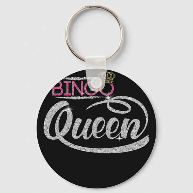 Bingo Queen - Bingo Player Dimond Gift Keychain (Front)