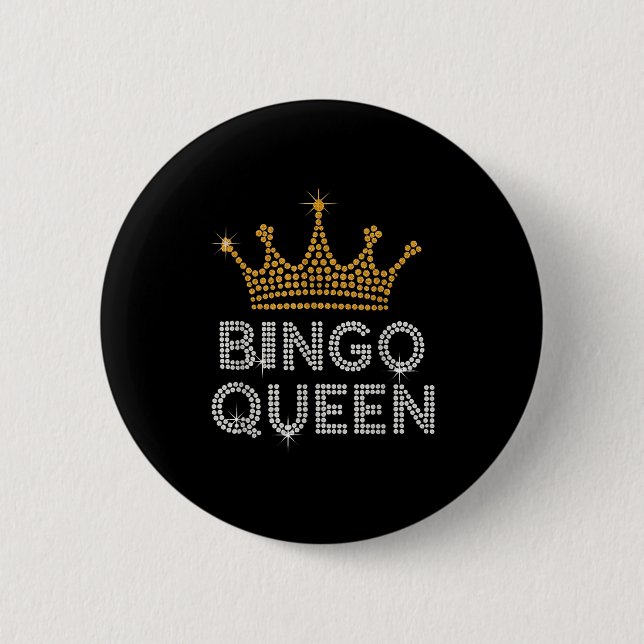 Bingo Queen Bingo Player Game Party Funny Women Gi Button (Front)