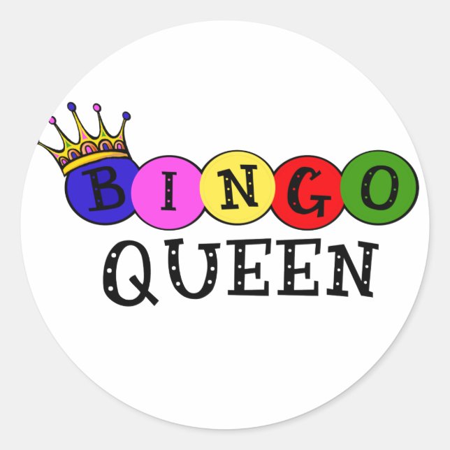 BINGO QUEEN CLASSIC ROUND STICKER (Front)