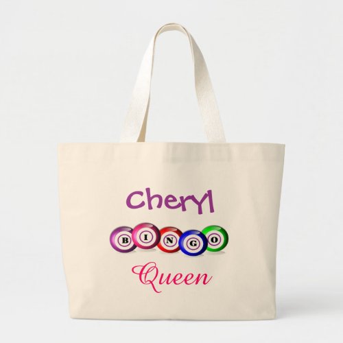 Bingo Queen Fun Bingo Balls Design Large Tote Bag