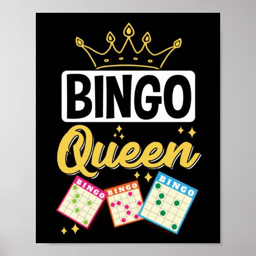 Bingo Queen Funny Lucky Gambling Poster