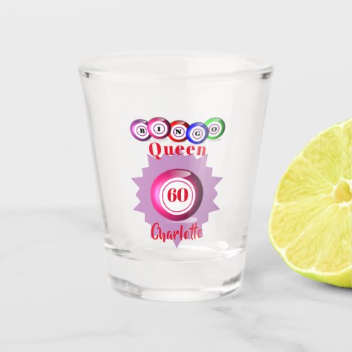 Bingo Queen Funny Personalized Birthday Shot Glass