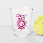 Bingo Queen Funny Personalized Birthday Shot Glass<br><div class="desc">Just the thing for ladies who is a bingo fanatic this Bingo Queen fun birthday design with colorful bingo balls spelling out the word "BINGO".  Shown here as a happy birthday at milestone age 65 but feel free to change the age to suit your needs; there's no extra cost</div>