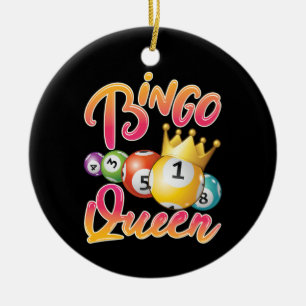 Bingo Queen Player Women Ceramic Ornament