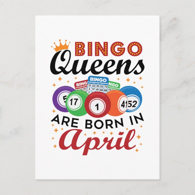 Bingo Queens are Born in April Postcard (Front)
