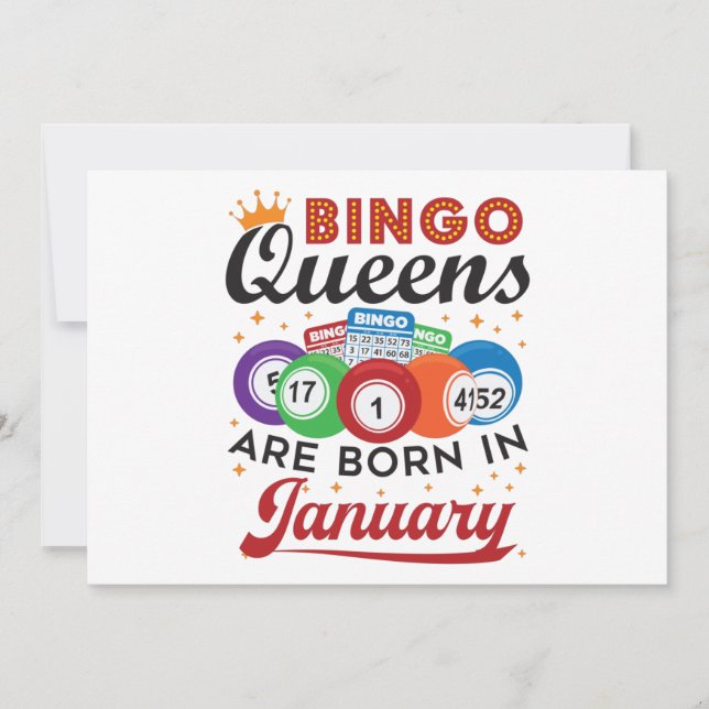 Bingo Queens Are Born in January Birthday Invitation (Front)