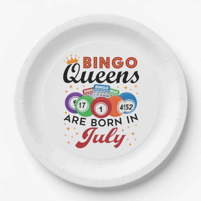 Bingo Queens Are Born in July Paper Plates (Front)