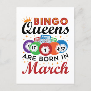 Bingo Queens Are Born in March Postcard