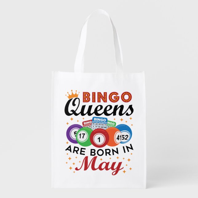 Bingo Queens Are Born In May Grocery Bag (Front)