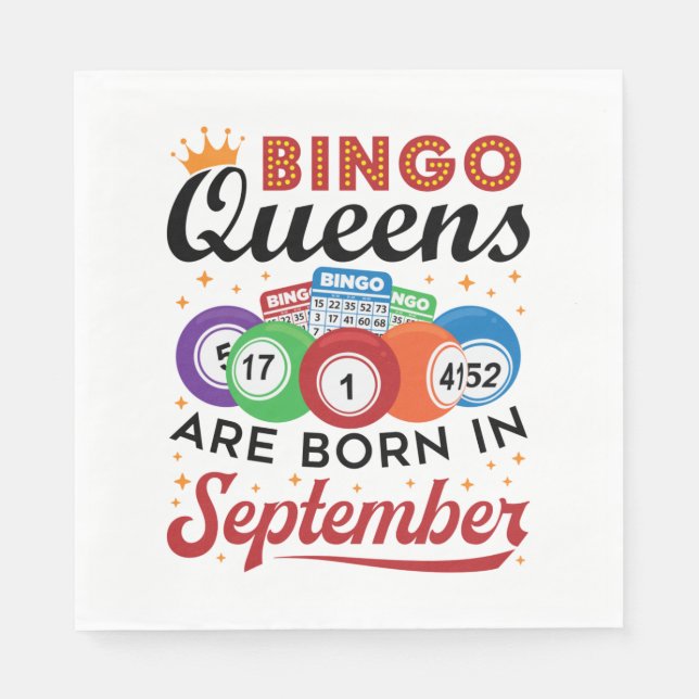 Bingo Queens Are Born in September Napkins (Front)