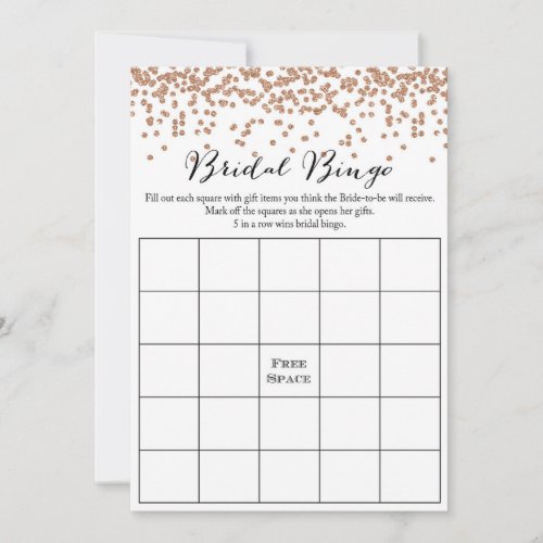 Bingo Rose Gold Bridal Shower Game 5x7 Invitation