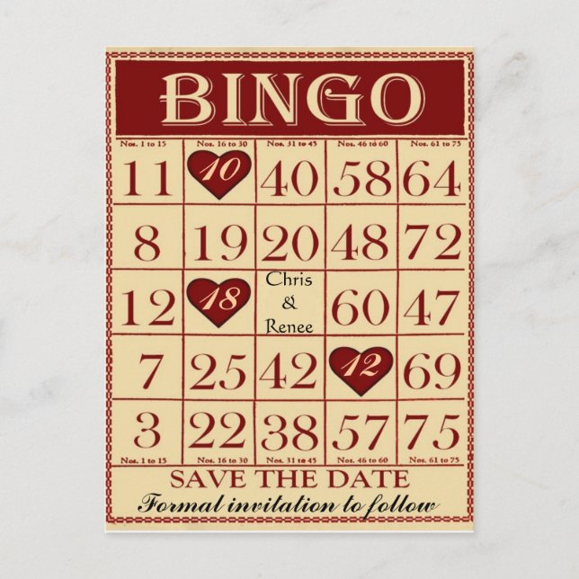 Bingo Save the Date Postcard (Front)