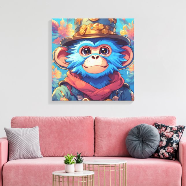 Bingo the Blue Monkey Canvas Print (Insitu(LivingRoom))
