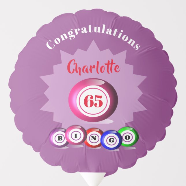 Bingo Themed Birthday Party Personalized Balloon (Front)