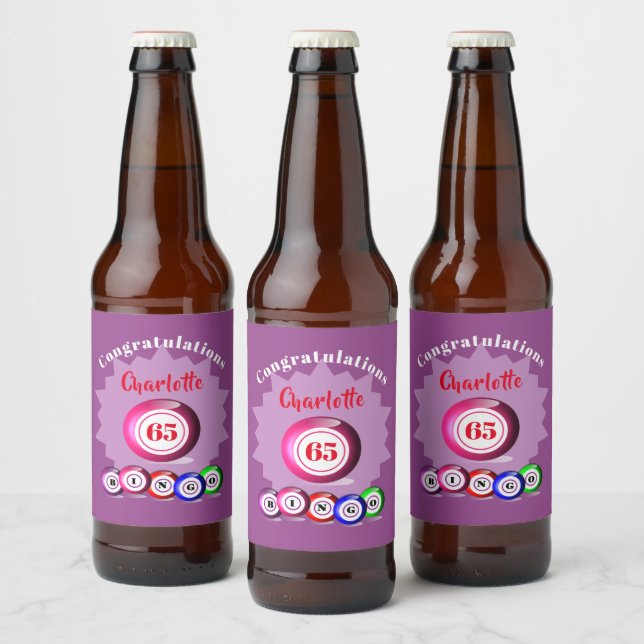 Bingo Themed Birthday Party Personalized Beer Bottle Label (Bottles)