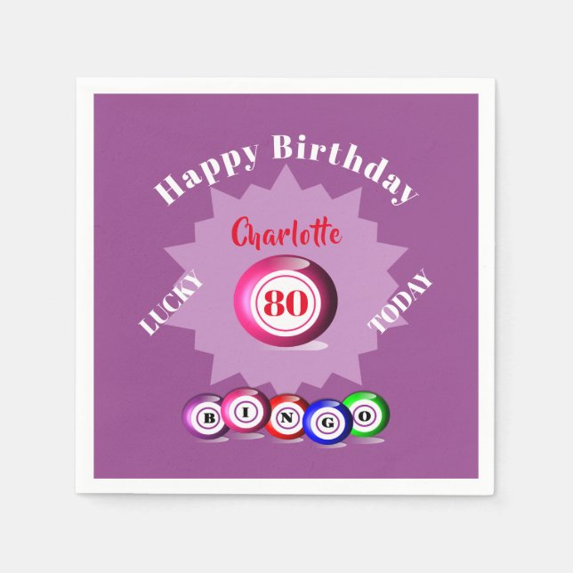 Bingo Themed Birthday Party Personalized  Napkins (Front)