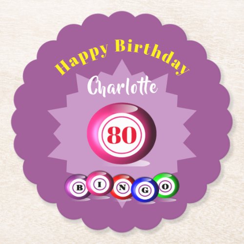 Bingo Themed Birthday Party Personalized Paper Coaster