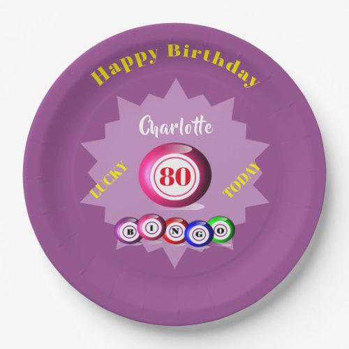 Bingo Themed Birthday Party Personalized  Paper Plates