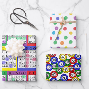BINGO Themed Birthday Wrapping Paper Sheets