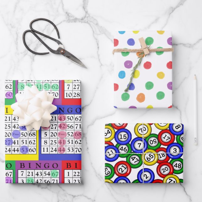 BINGO Themed Birthday  Wrapping Paper Sheets (Front)