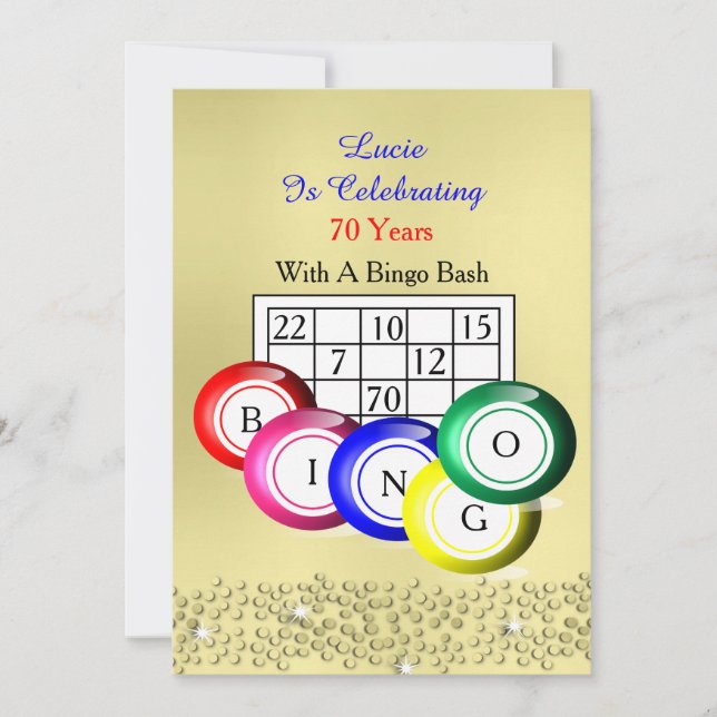 Bingo Themed Party Fun Colorful Invitation (Front)