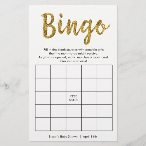 Bingo_Whats in Your Purse 2 Sided Gold Card