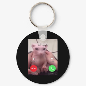 Bingus Is Calling Hairless Sphinx Cat Bingus Cat M Keychain