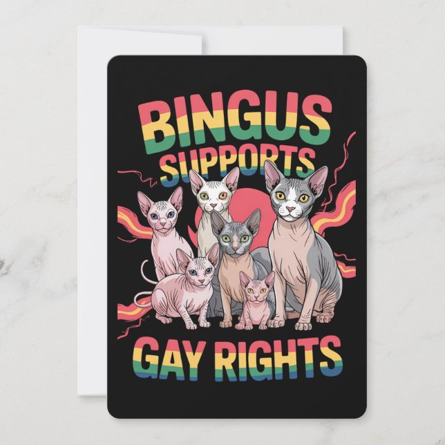 Bingus Supports Gay Rights Sphynx Cat LGBTQ Pride Invitation (Front)