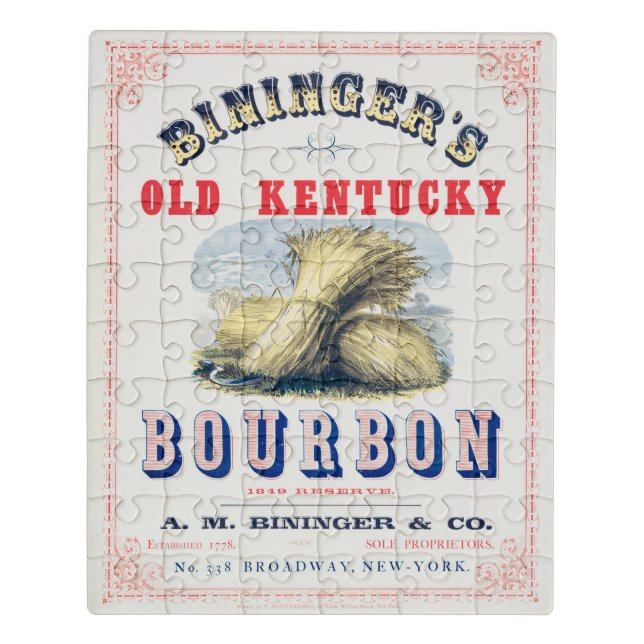 Bininger's Old Kentucky Bourbon 1849 Reserve. Jigsaw Puzzle (Puzzle Vertical)