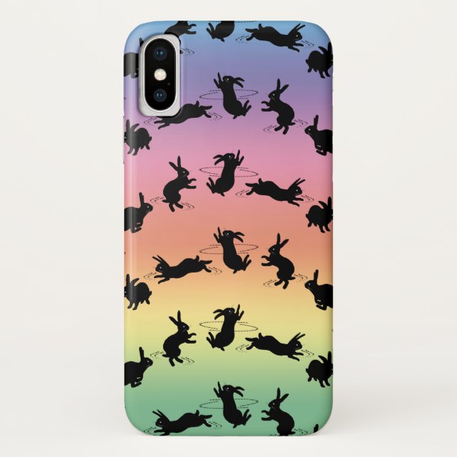 Binky Bunnies iPhone X Case (Rainbow) (Back)