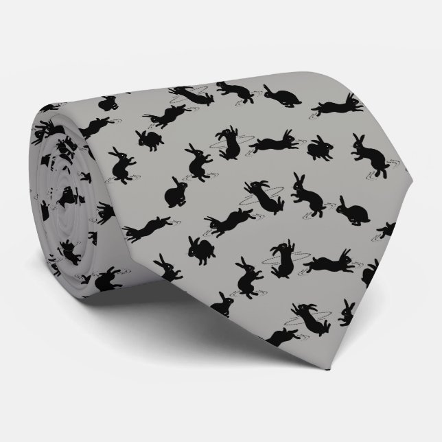 Binky Bunnies Tie Double Sided Print (Grey) (Rolled)