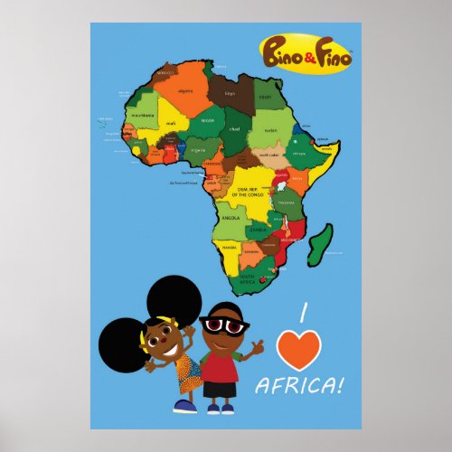 Bino and Fino I Love Africa Poster Blue