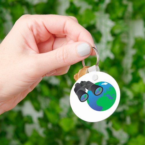 Binoculars And Earth Keychain