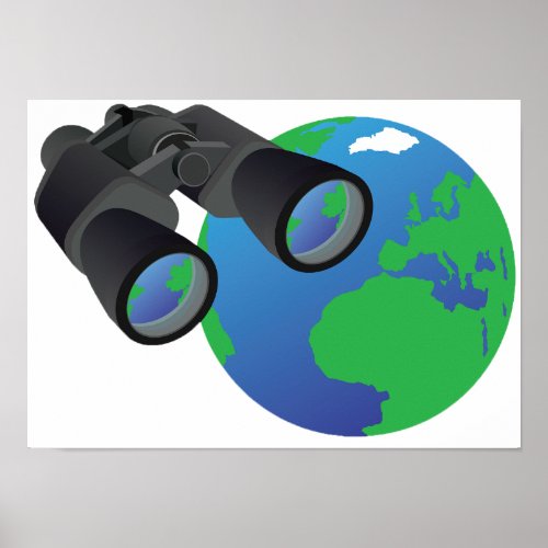 Binoculars And Earth Poster