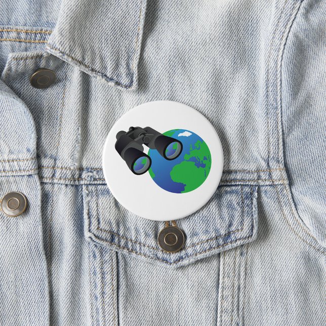 Binoculars Looking at Earth Planet Explorer Travel Button (Creator Uploaded)