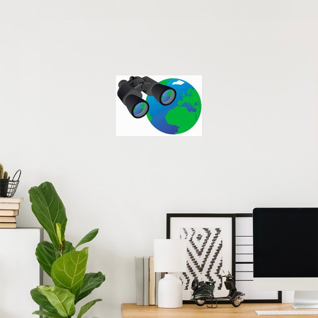 Binoculars Looking at Earth Planet Explorer Travel Poster (Creator Uploaded)