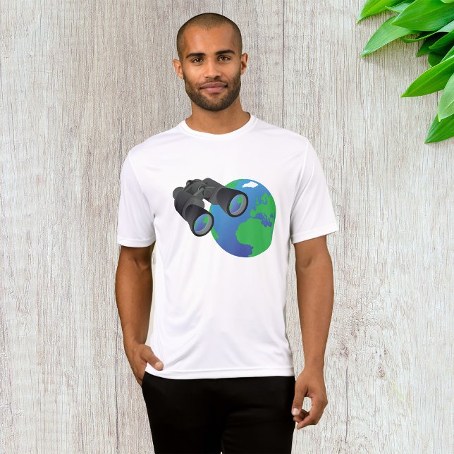 Binoculars Looking at Earth Planet Explorer Travel T-Shirt (Creator Uploaded)