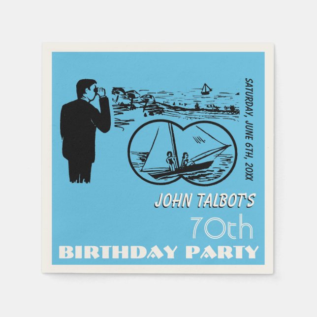 Binoculars Sailboat 70th Birthday Party P Napkin (Front)
