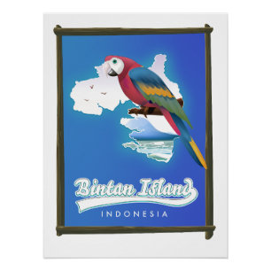 Bintan island Indonesia travel map Poster
